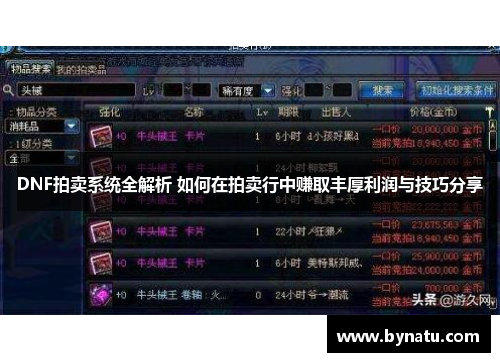 DNF拍卖系统全解析 如何在拍卖行中赚取丰厚利润与技巧分享 DNF拍卖系统全解析 如何在拍卖行中赚取丰厚利润与技巧分享