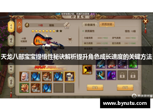 天龙八部宝宝提悟性秘诀解析提升角色成长速度的关键方法